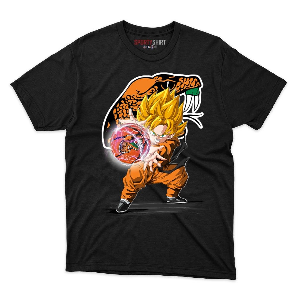 Florida A&M Rattlers Goku Dragon Ball Z Unisex Cotton Graphic Tee, Anime Crossover College Fan Game Day Shirt
