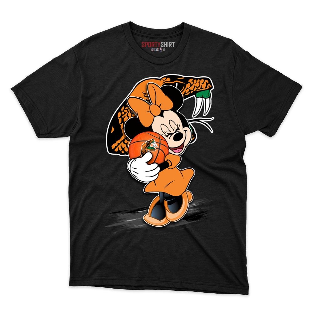 Florida A&M Rattlers Minnie Mouse Unisex Cotton Graphic Tee, Cute Disney Cartoon College Game Day Gift Shirt