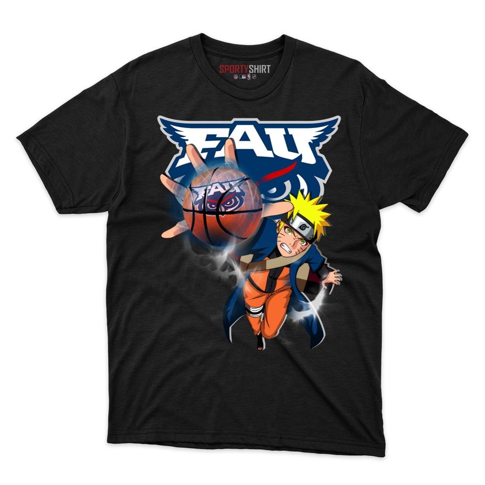 Florida Atlantic Owls Naruto Unisex Cotton Graphic Tee, Anime Ninja College Fan Game Day Shirt