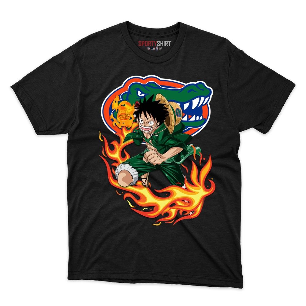 Florida Gators Luffy One Piece Unisex Cotton Graphic Tee, Straw Hat Anime College Fan Game Day Shirt