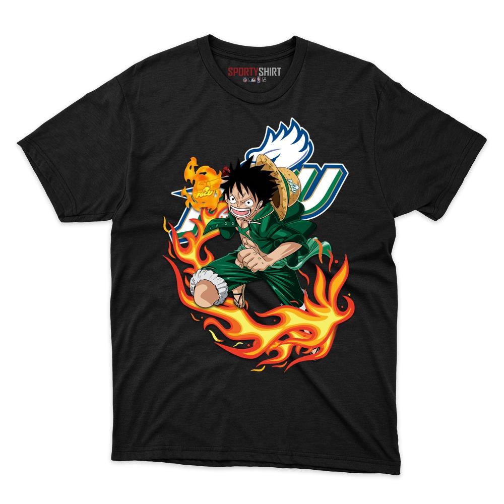 Florida Gulf Coast Eagles Luffy One Piece Unisex Cotton Graphic Tee, Straw Hat Anime College Fan Game Day Shirt
