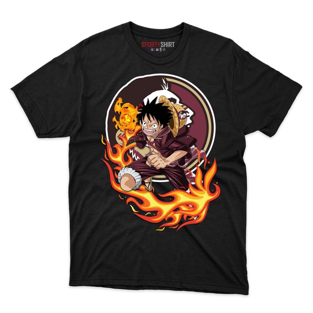 Florida State Seminoles Luffy One Piece Unisex Cotton Graphic Tee, Straw Hat Anime College Fan Game Day Shirt