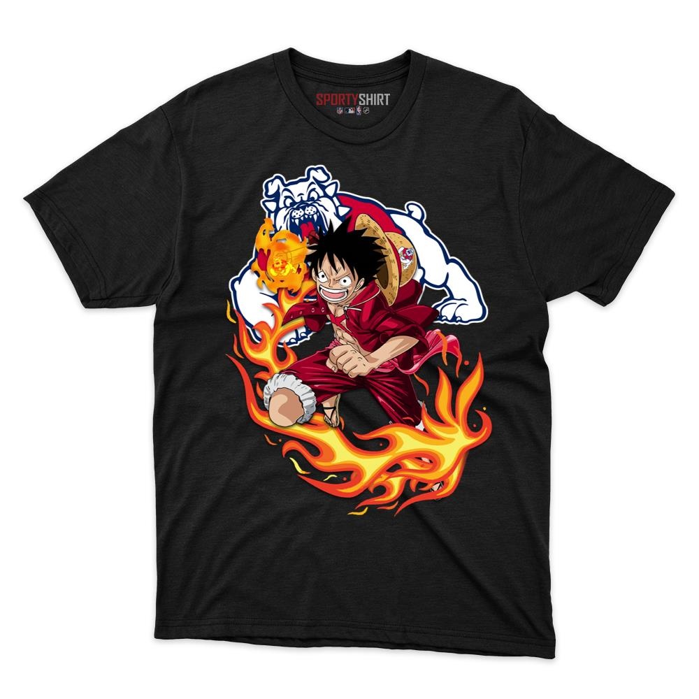 Fresno State Bulldogs Luffy One Piece Unisex Cotton Graphic Tee, Straw Hat Pirate Anime Shirt, Game Day