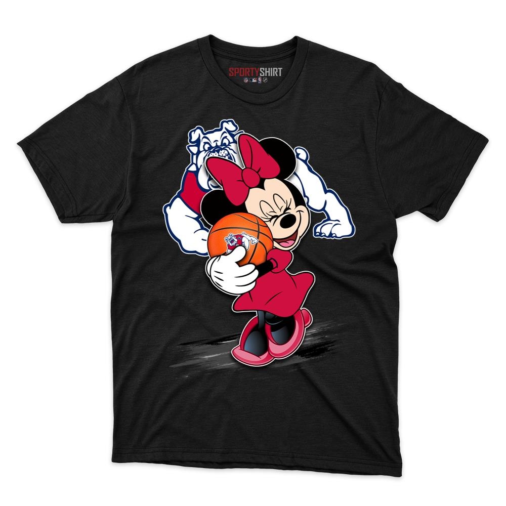 Fresno State Bulldogs Minnie Mouse Unisex Cotton Graphic Tee, Disney Cartoon Crossover Shirt, Game Day Gift