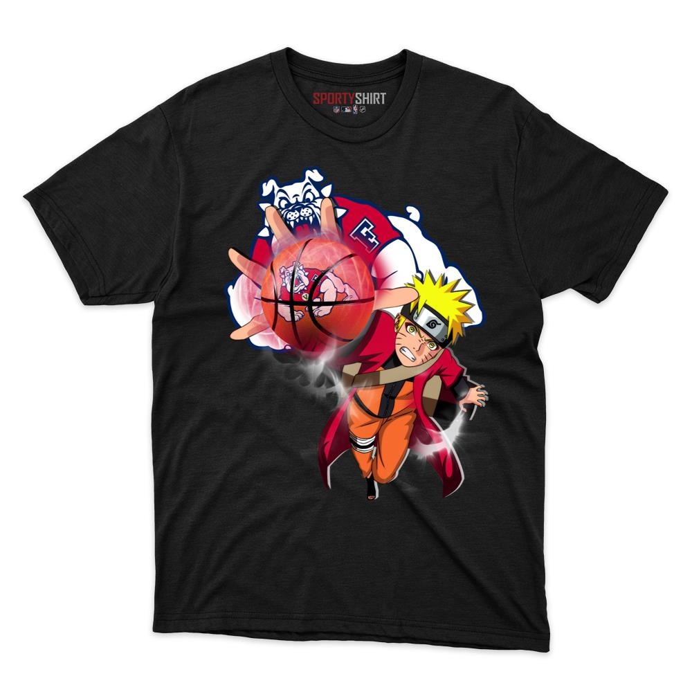 Fresno State Bulldogs Naruto Ninja Unisex Cotton Graphic Tee, Konoha Anime Crossover Shirt, Game Day Gift
