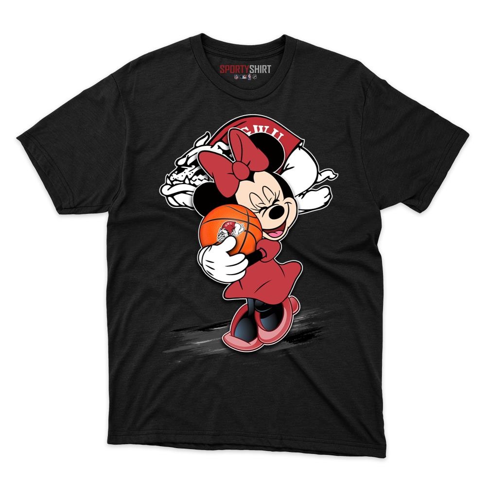 Gardner-Webb Runnin' Bulldogs Minnie Mouse Unisex Cotton Graphic Tee, Disney Cartoon Crossover Shirt