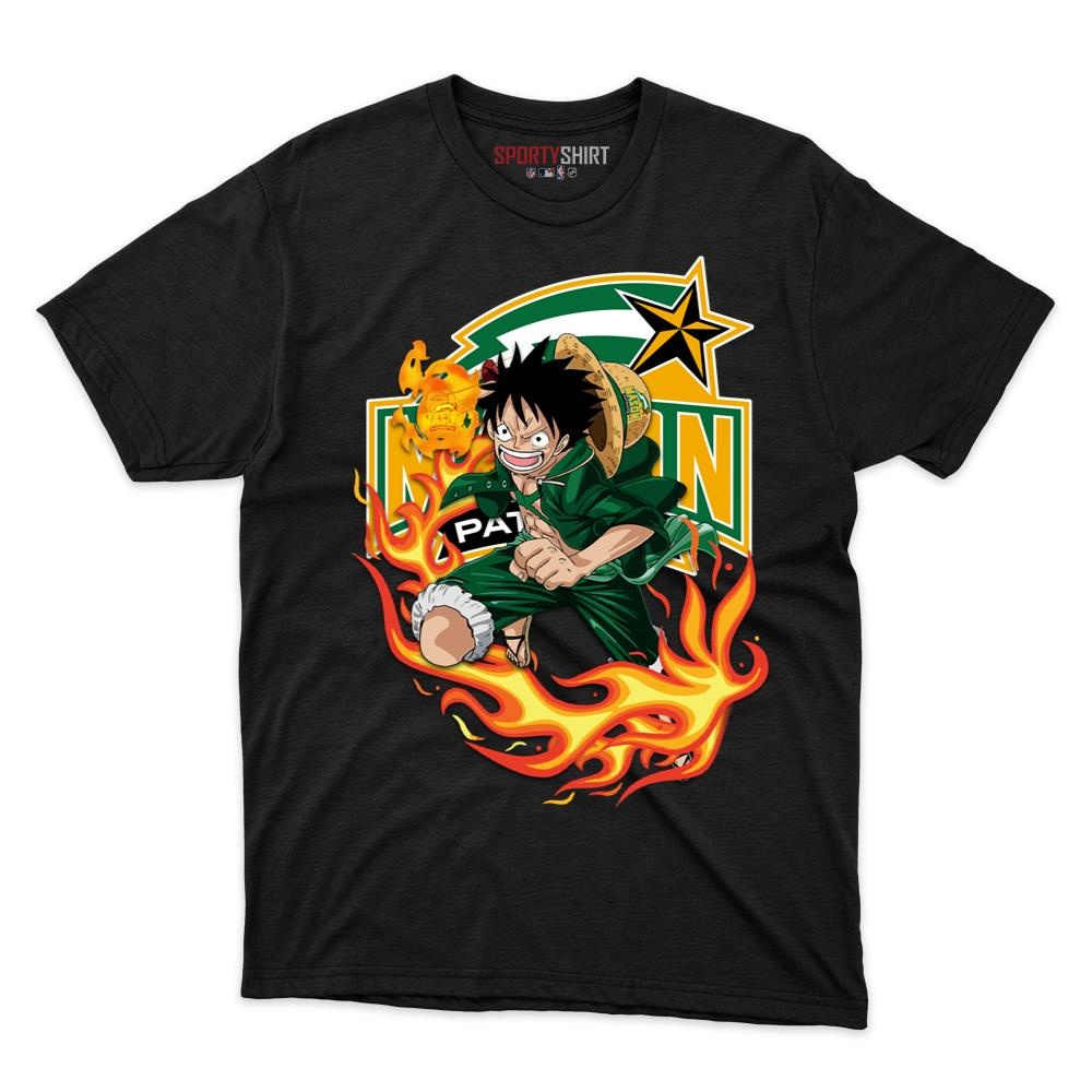 George Mason Patriots Luffy One Piece Unisex Cotton Graphic Tee, Straw Hat Anime Crossover Shirt, Game Day