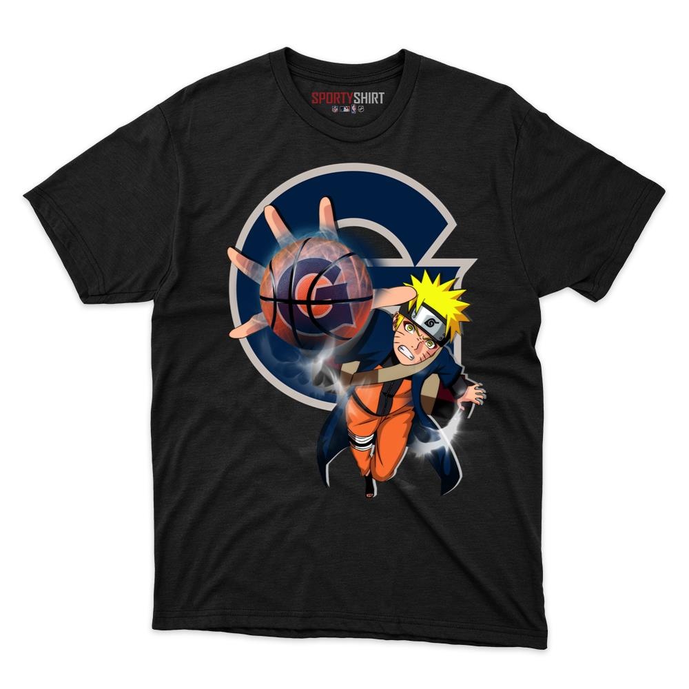 Georgetown Hoyas Naruto Ninja Unisex Cotton Graphic Tee, Hidden Leaf Anime Crossover Shirt, Game Day Gift
