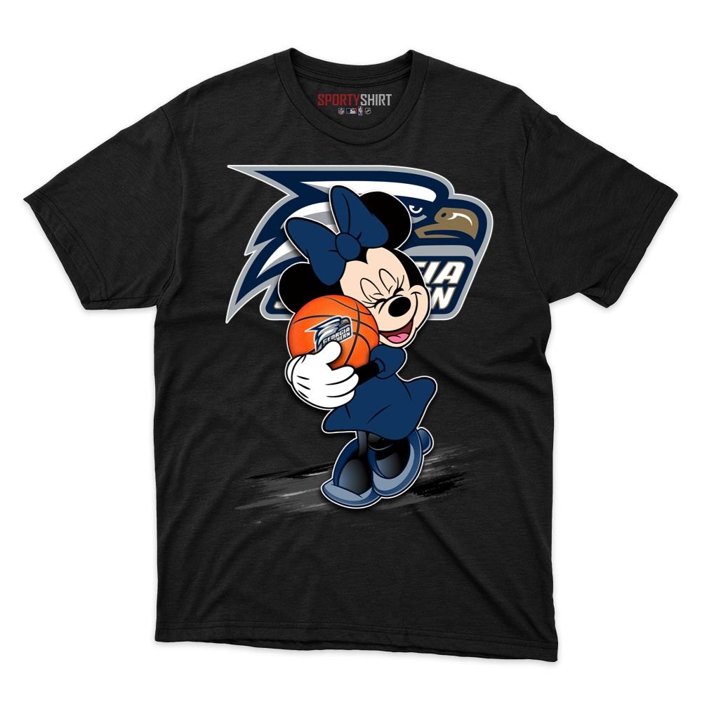Georgia Southern Eagles Minnie Mouse Unisex Cotton Graphic Tee, Disney Cartoon Crossover Shirt, Game Day