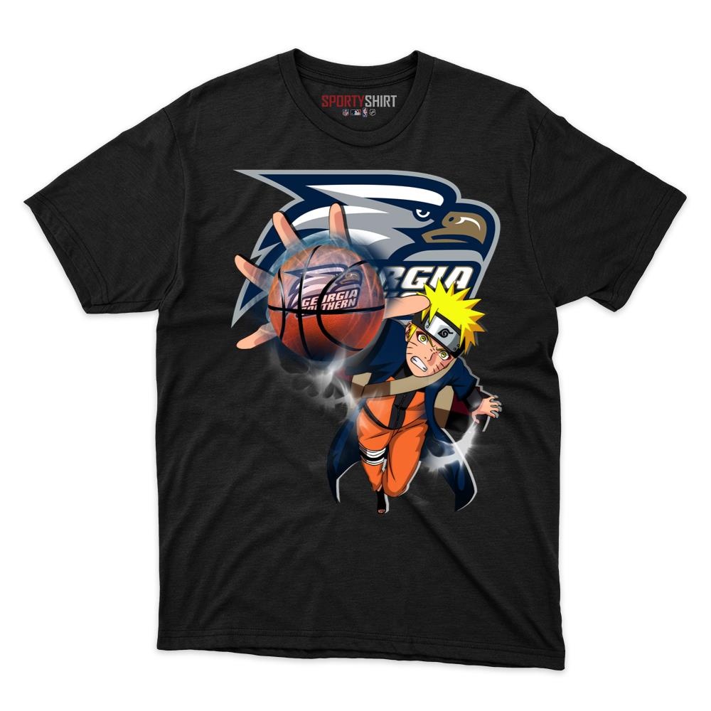 Georgia Southern Eagles Naruto Shinobi Unisex Cotton Graphic Tee, Konoha Ninja Crossover Shirt for Fans - photo 1