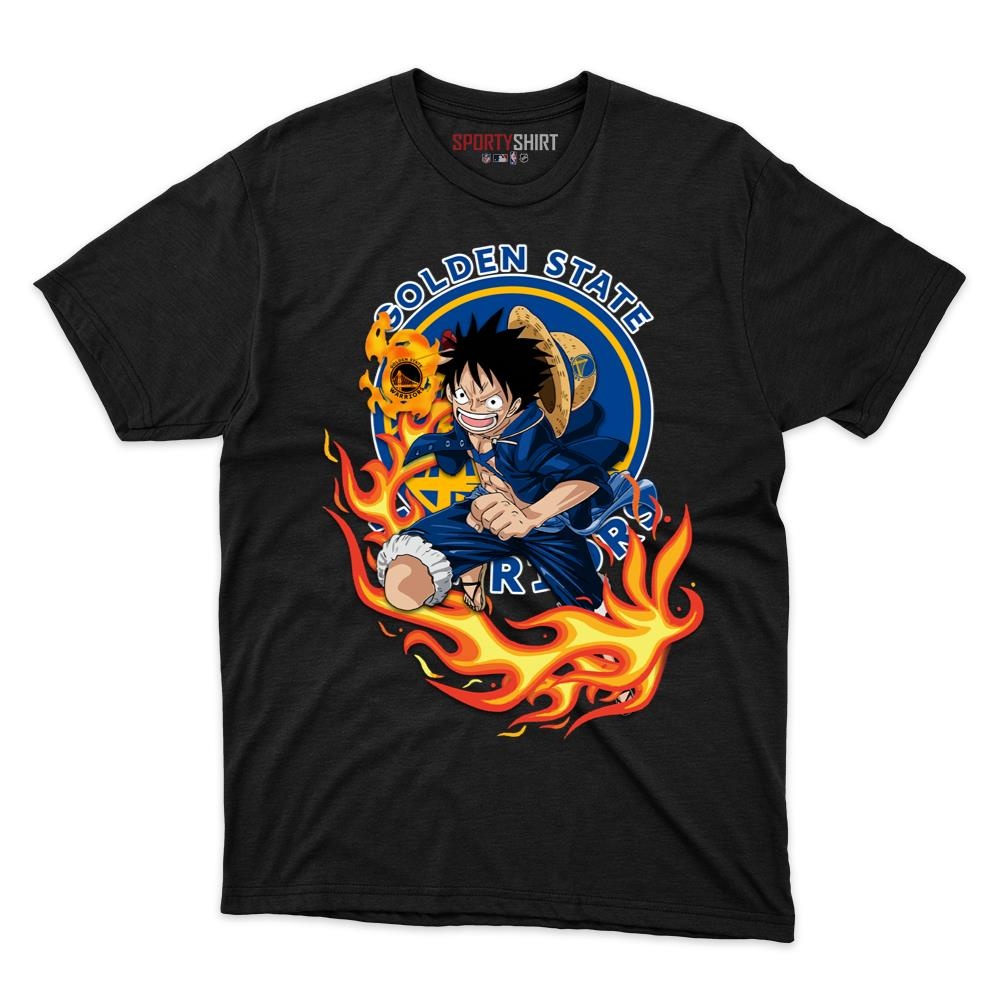 Golden State Warriors Luffy One Piece Unisex Cotton Graphic Tee, Straw Hat Pirate Anime Shirt, Game Day