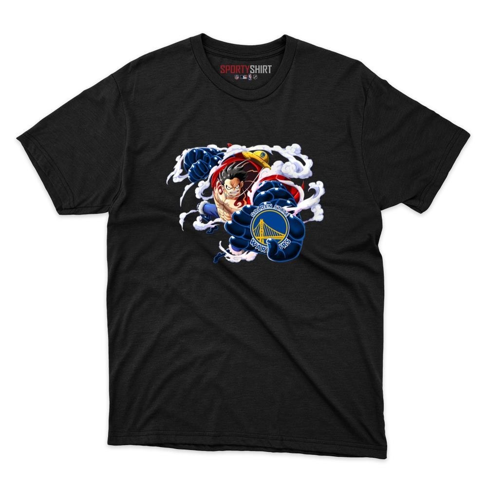 Golden State Warriors Monkey D Luffy Gear Unisex Cotton Graphic Tee, One Piece Pirate King Anime Shirt