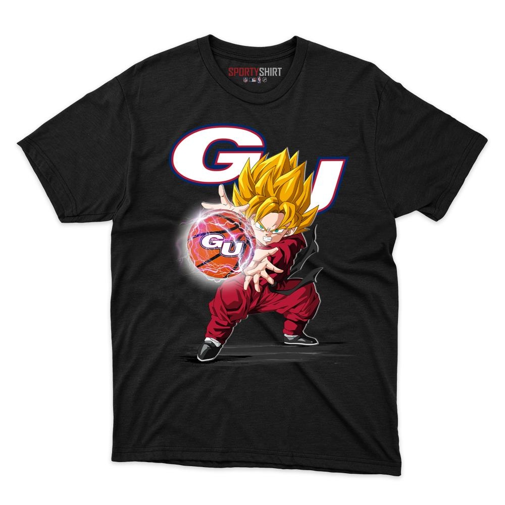 Gonzaga Bulldogs Goku Dragon Ball Z Unisex Cotton Graphic Tee, Super Saiyan Anime Crossover Shirt, Game Day