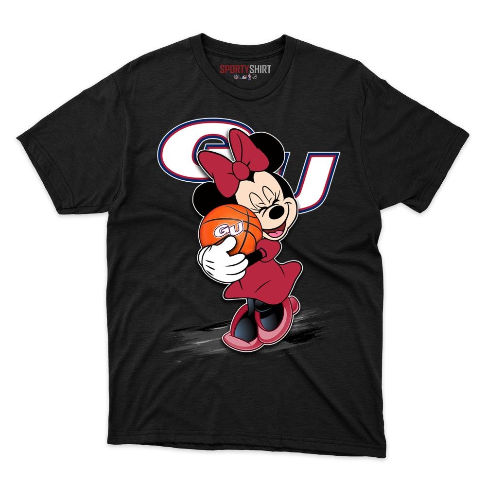 Gonzaga Bulldogs Minnie Mouse Unisex Cotton Graphic Tee, Disney Cartoon Crossover Shirt, Game Day Fan Gift