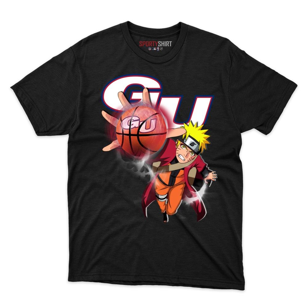 Gonzaga Bulldogs Naruto Ninja Unisex Cotton Graphic Tee, Hidden Leaf Anime Crossover Shirt, Game Day Gift