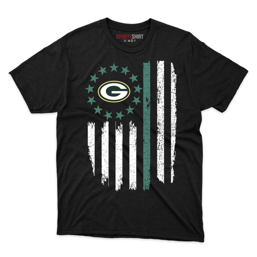Green Bay Packers Betsy Ross Flag Unisex Cotton Graphic Tee, Patriotic 1776 Stars Shirt for Fourth of July
