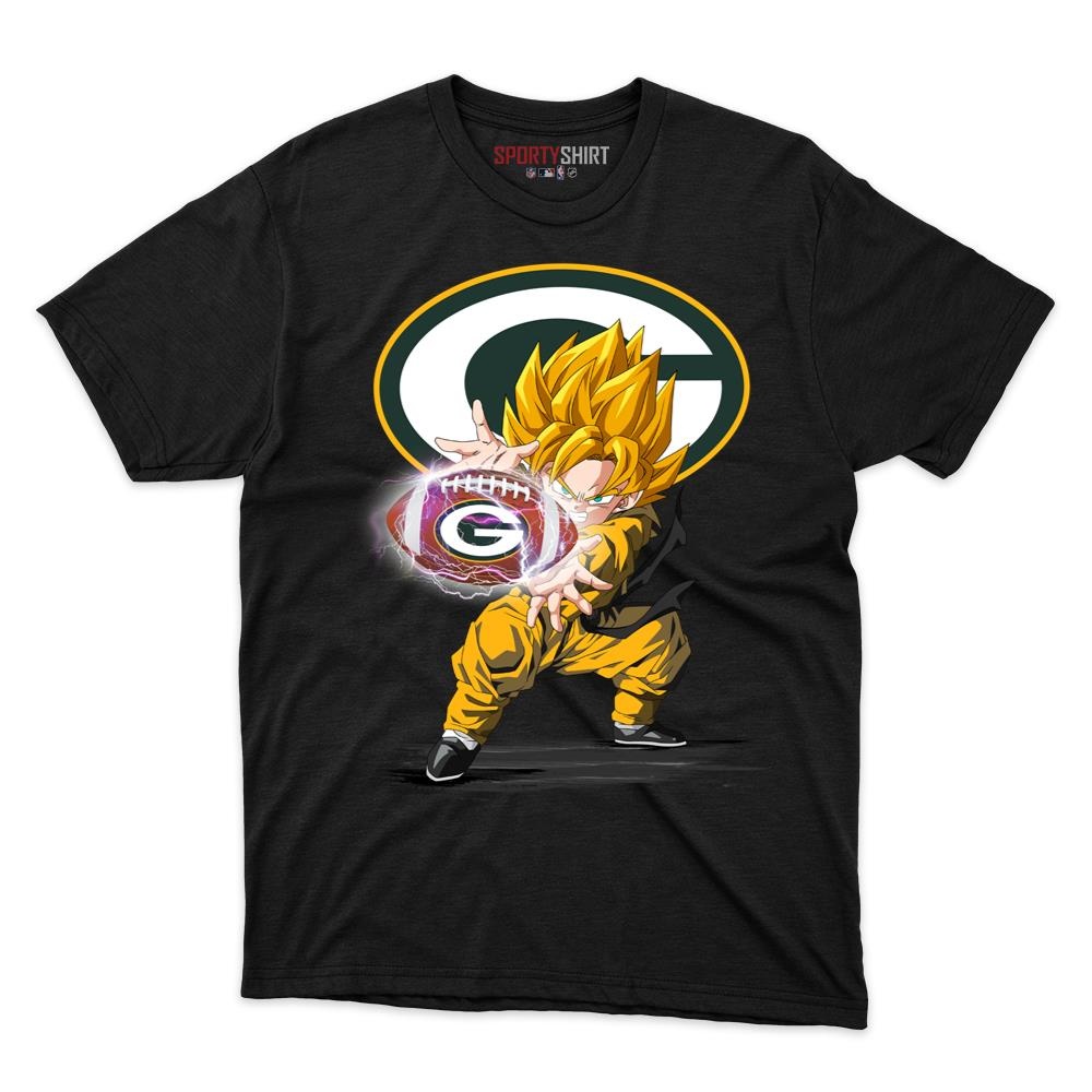 Green Bay Packers Goku Dragon Ball Z Unisex Cotton Graphic Tee, Super Saiyan Anime Crossover Shirt for Fans