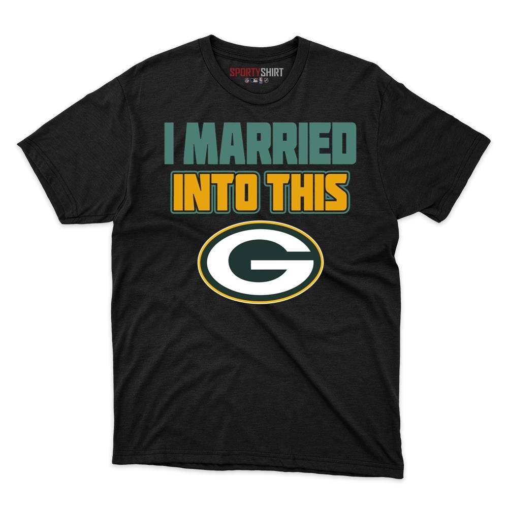 Green Bay Packers I Married Into This Unisex Cotton Graphic Tee, Funny Game Day Shirt, Gift for In-Laws - photo 1