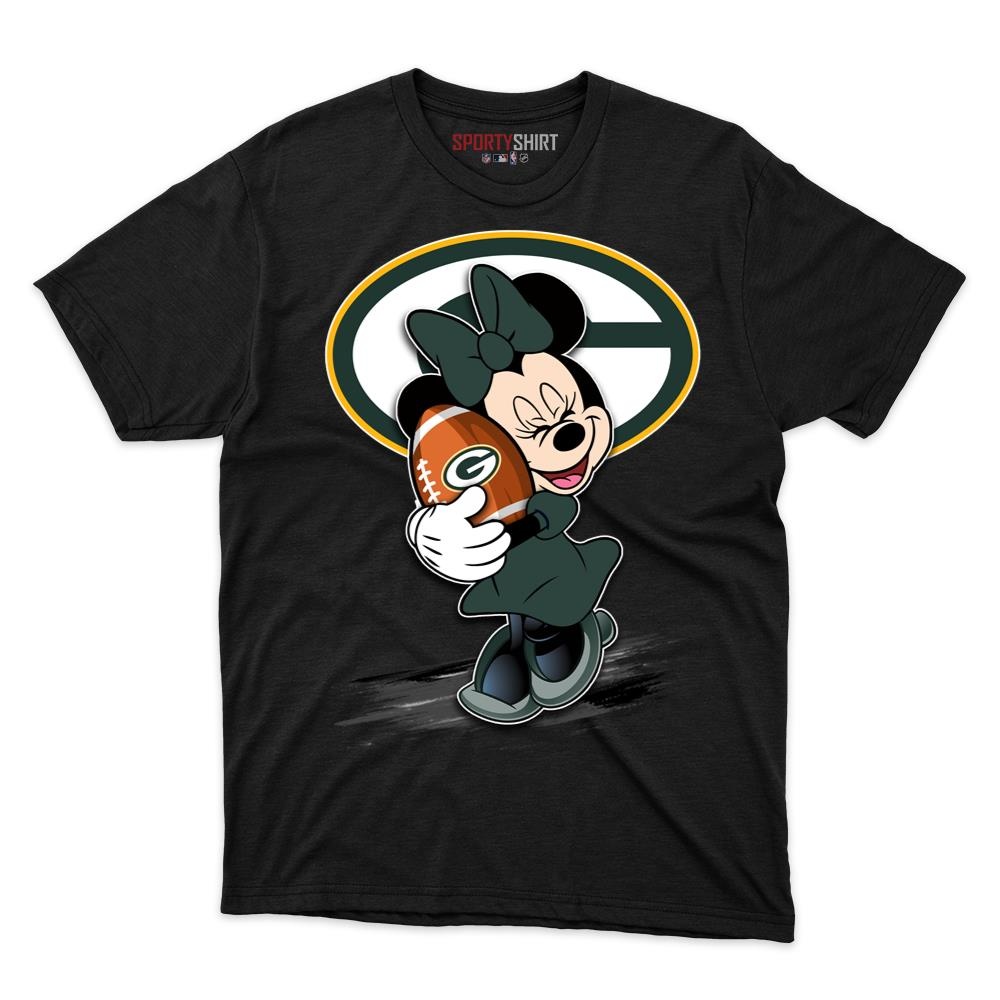 Green Bay Packers Minnie Mouse Unisex Cotton Graphic Tee, Disney Cartoon Crossover Shirt, Game Day Fan Gift - photo 1