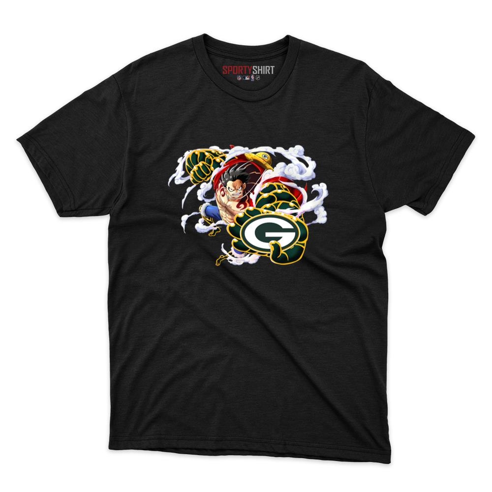 Green Bay Packers Monkey D Luffy Gear Unisex Cotton Graphic Tee, One Piece Pirate King Anime Shirt