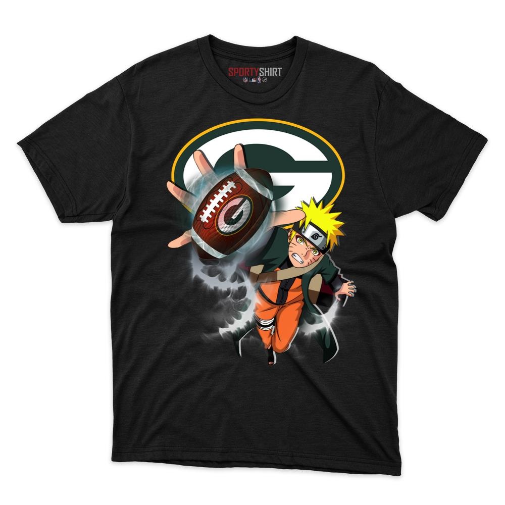 Green Bay Packers Naruto Shinobi Unisex Cotton Graphic Tee, Konoha Ninja Crossover Shirt, Game Day Fan Gift