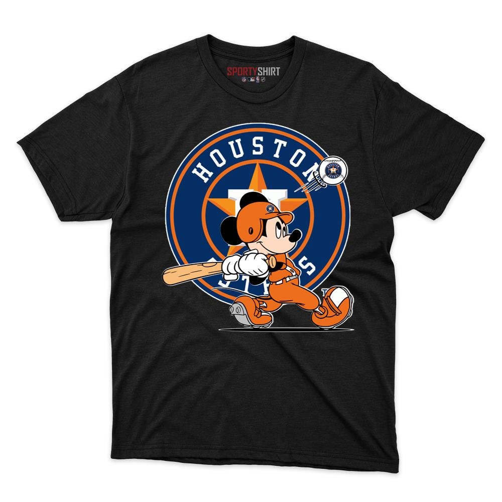 Houston Astros Mickey Mouse Player Unisex Cotton Graphic Tee, Disney Cartoon Fan Game Day Shirt