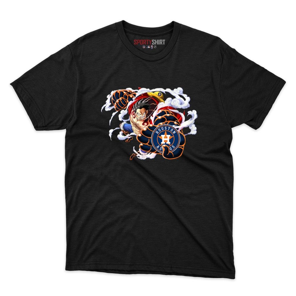 Houston Astros Monkey D Luffy Gear Five One Piece Unisex Cotton Tee, Anime Pirate Fan Game Day Shirt