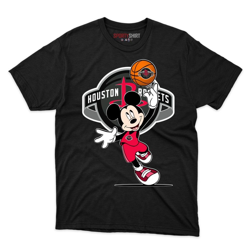 Houston Rockets Mickey Mouse Player Unisex Cotton Graphic Tee, Disney Cartoon Fan Game Day Shirt
