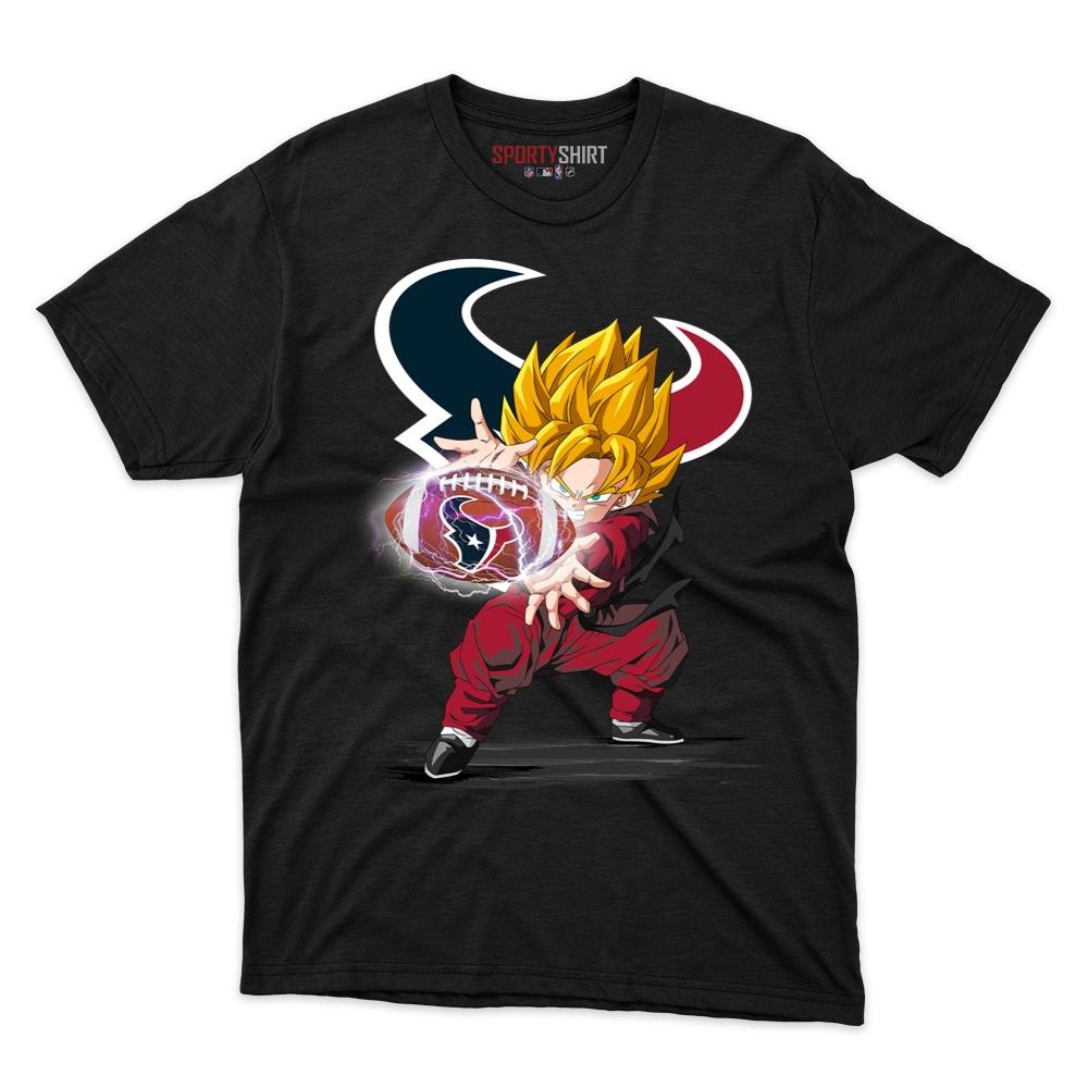 Houston Texans Goku Dragon Ball Z Unisex Cotton Graphic Tee, Anime Crossover Fan Game Day Shirt