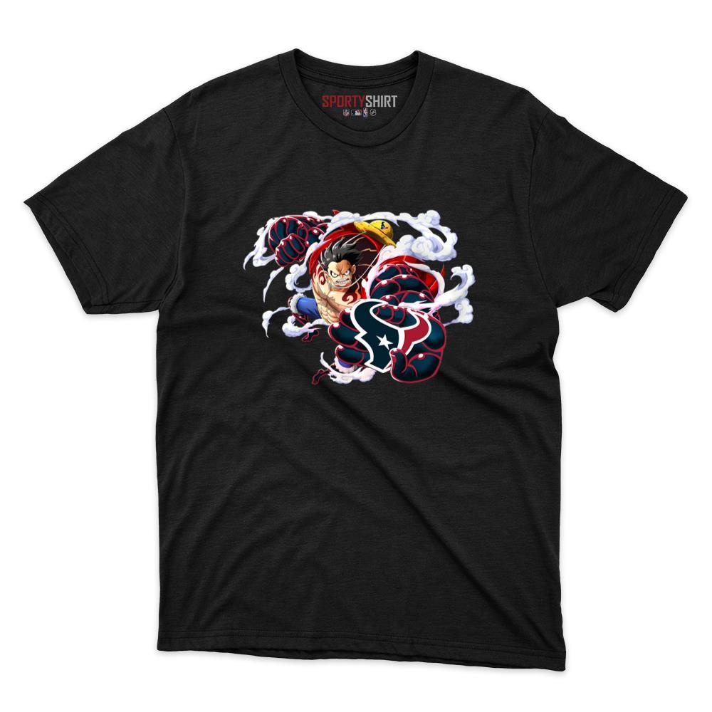 Houston Texans Monkey D Luffy Gear Five One Piece Unisex Cotton Tee, Anime Pirate Fan Game Day Shirt