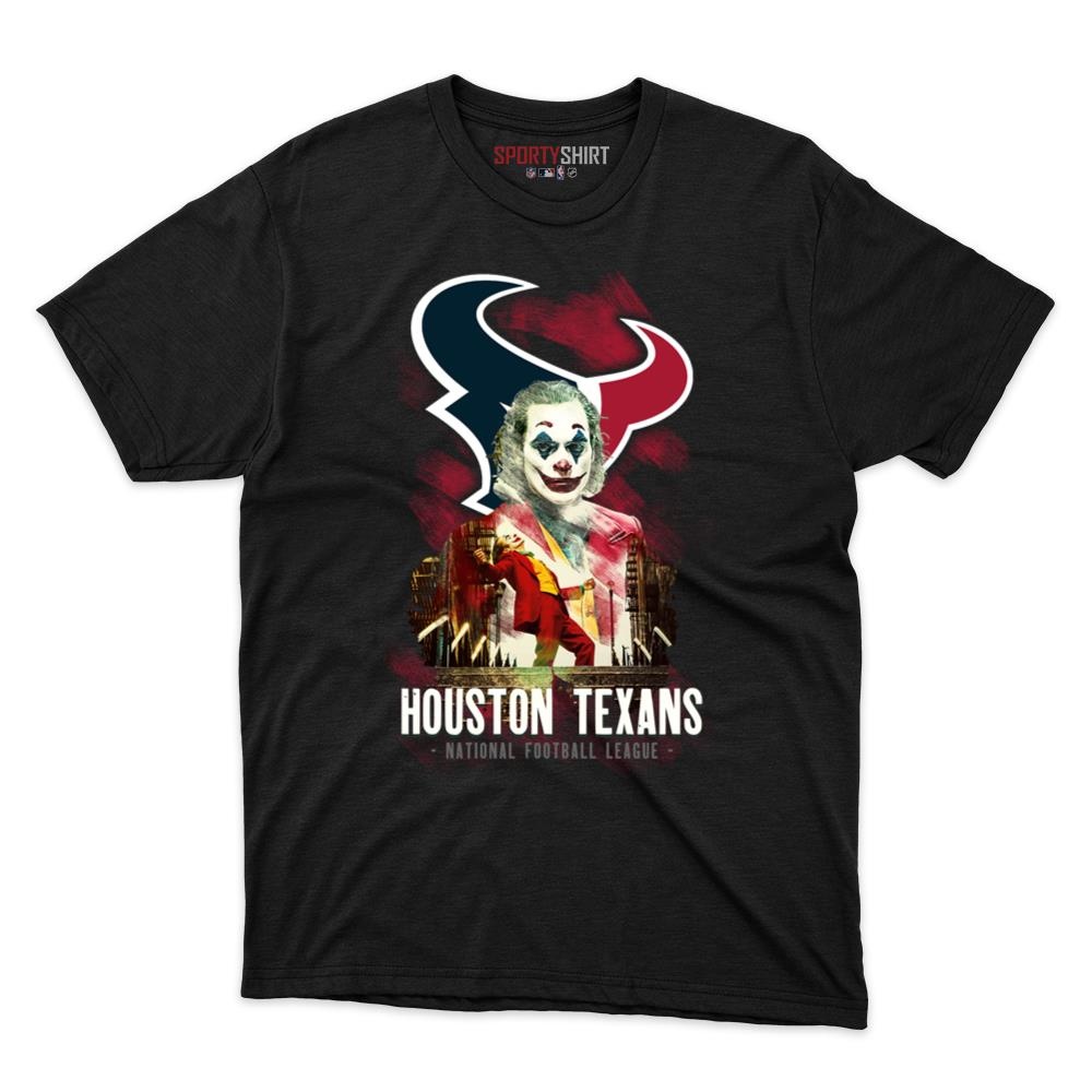 Houston Texans Put On A Happy Face Joker Unisex Cotton Graphic Tee, Villain Fan Game Day Shirt