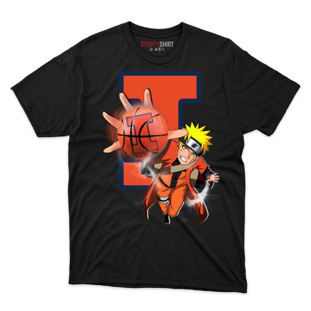Illinois Fighting Illini Naruto Uzumaki Unisex Cotton Graphic Tee, Anime Ninja Fan Game Day Shirt - photo 1