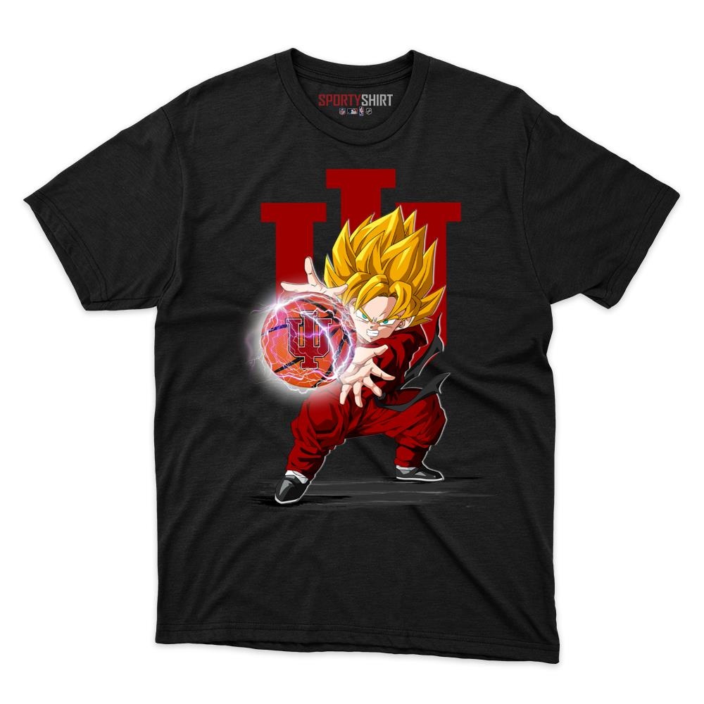 Indiana Hoosiers Goku Dragon Ball Z Unisex Cotton Graphic Tee, Anime Crossover Fan Game Day Shirt