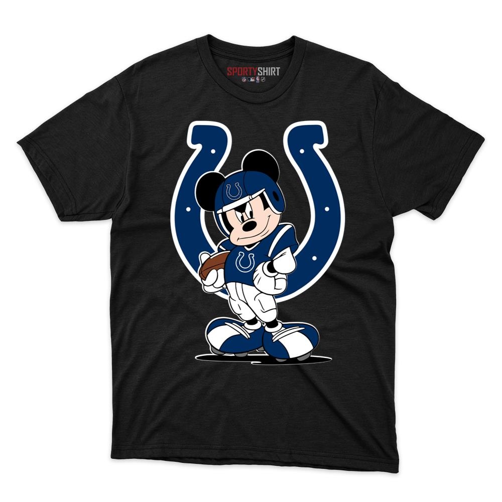 Indianapolis Colts Mickey Mouse Player Unisex Cotton Graphic Tee, Disney Cartoon Fan Game Day Shirt