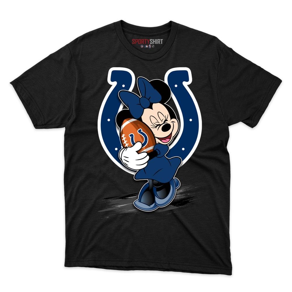 Indianapolis Colts Minnie Mouse Unisex Cotton Graphic Tee, Disney Cartoon Crossover Fan Game Day Shirt