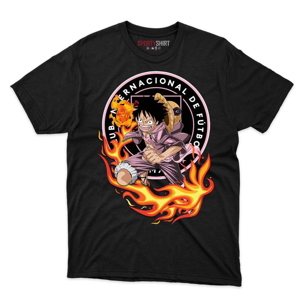 Inter Miami CF MLS Luffy One Piece Straw Hat Unisex Shirt, Anime Pirate Cotton Graphic Tee, Game Day Fan Gift