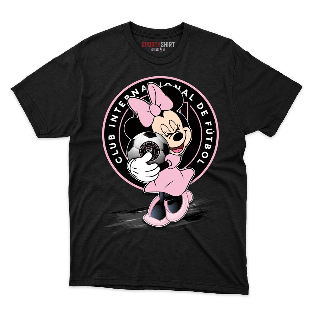 Inter Miami CF MLS Minnie Mouse Unisex Shirt, Disney Cartoon Crossover Cotton Graphic Tee, Game Day Fan Gift