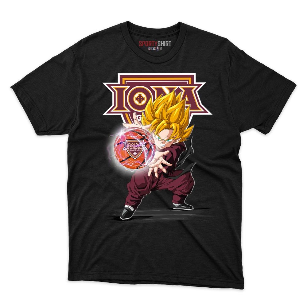 Iona Gaels Goku Dragon Ball Z Unisex Shirt, Anime Crossover Cotton Graphic Tee, Game Day Fan Gift