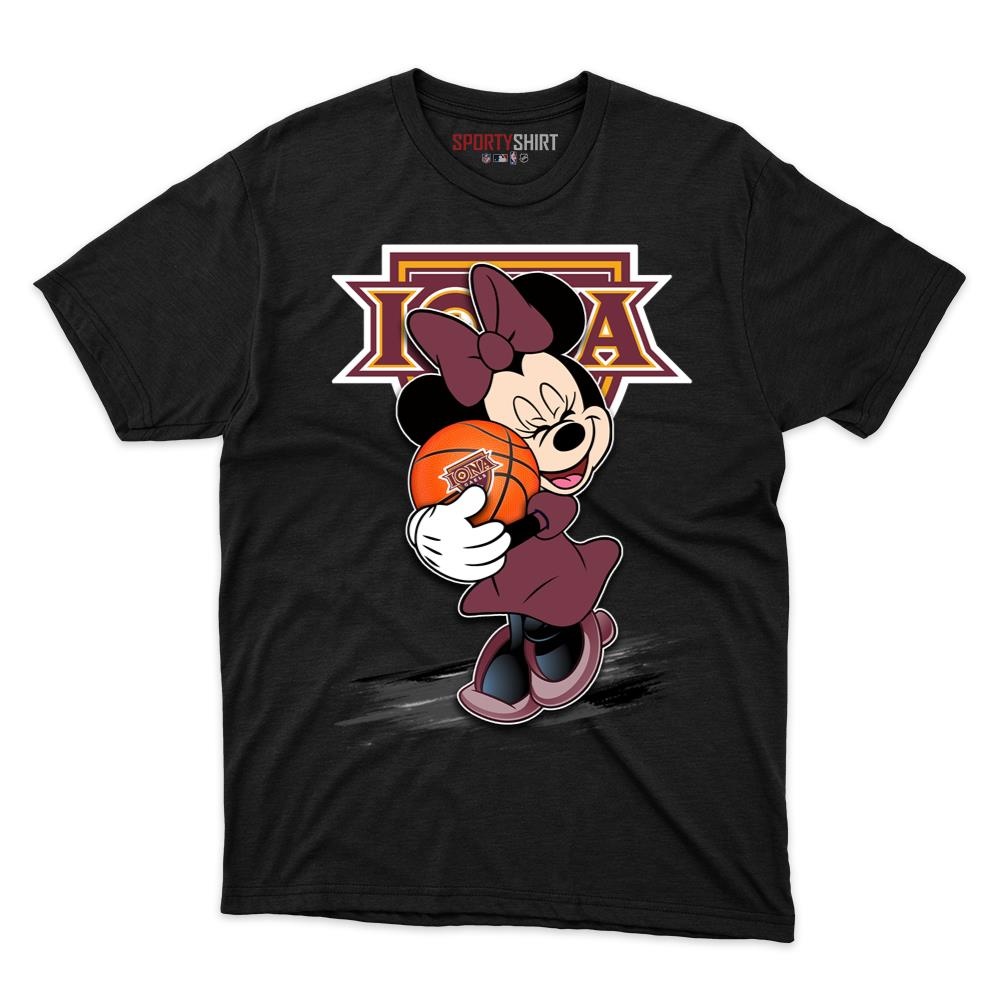 Iona Gaels Minnie Mouse Unisex Shirt, Disney Cartoon Crossover Cotton Graphic Tee, Game Day Fan Gift