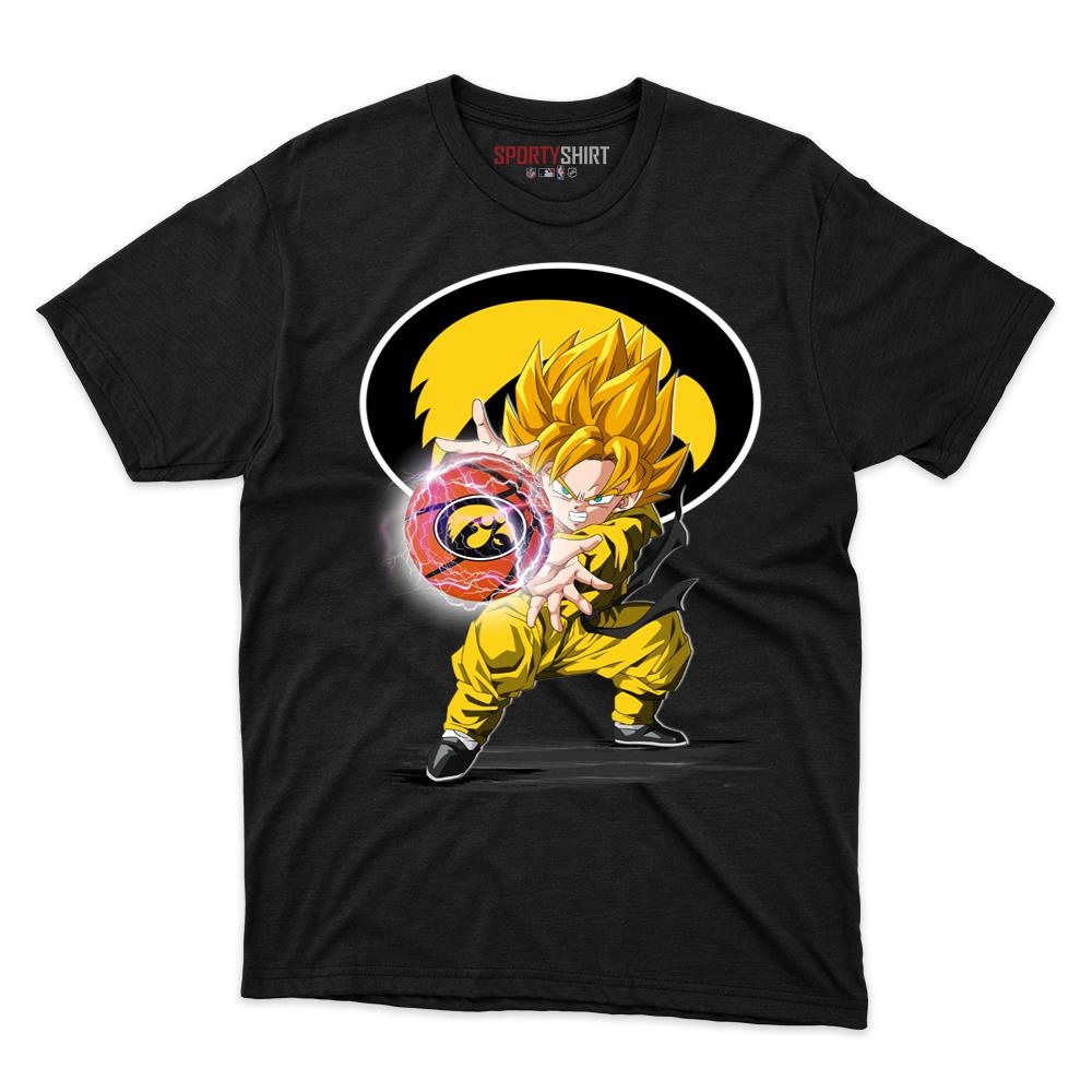Iowa Hawkeyes Goku Dragon Ball Z Unisex Shirt, Anime Crossover Cotton Graphic Tee, Game Day Fan Gift