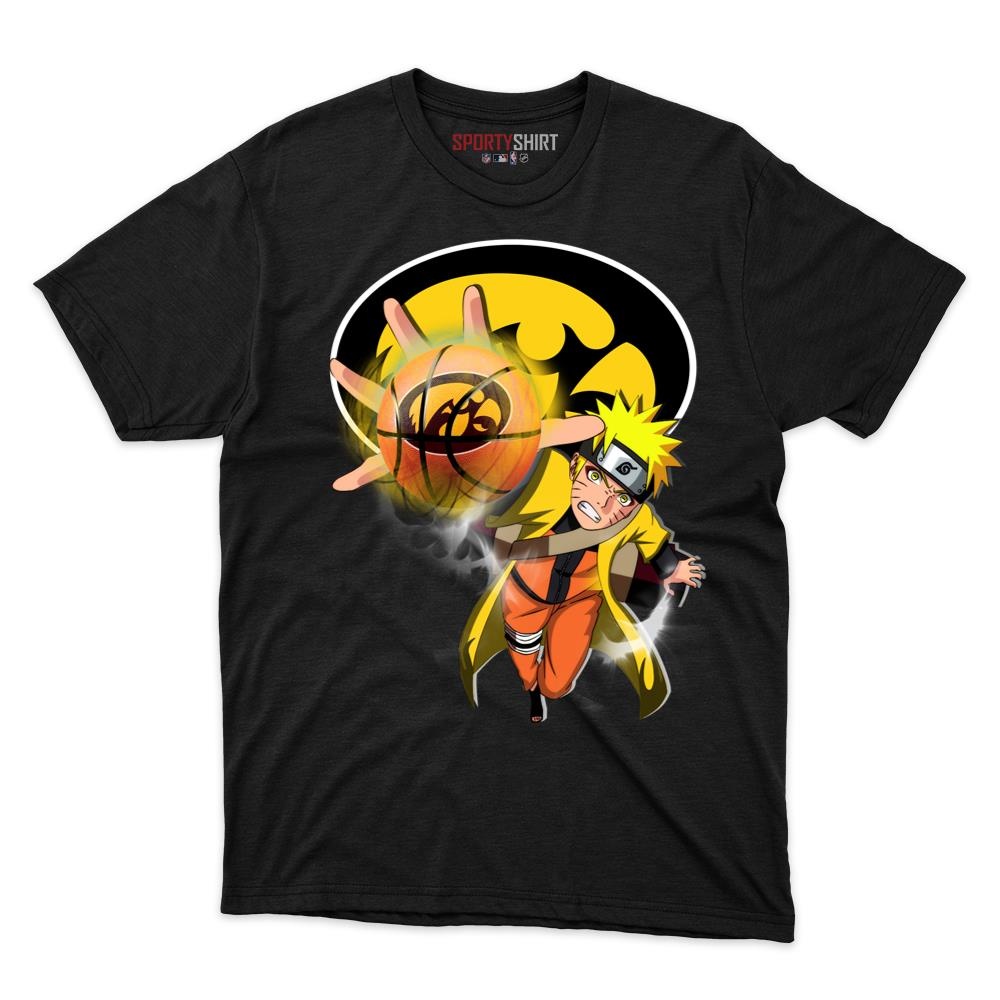 Iowa Hawkeyes Naruto Uzumaki Ninja Unisex Shirt, Anime Crossover Cotton Graphic Tee, Game Day Fan Gift