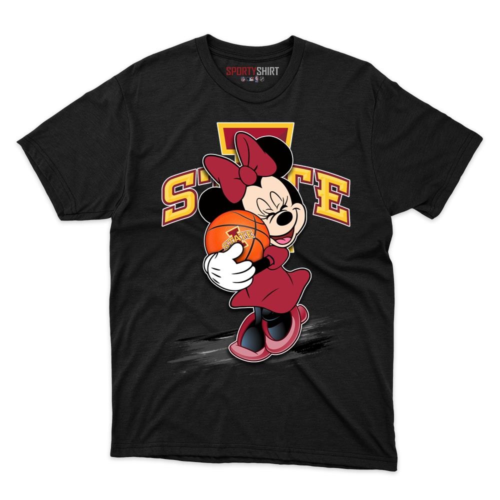 Iowa State Cyclones Minnie Mouse Unisex Shirt, Disney Cartoon Crossover Cotton Graphic Tee, Game Day Fan Gift