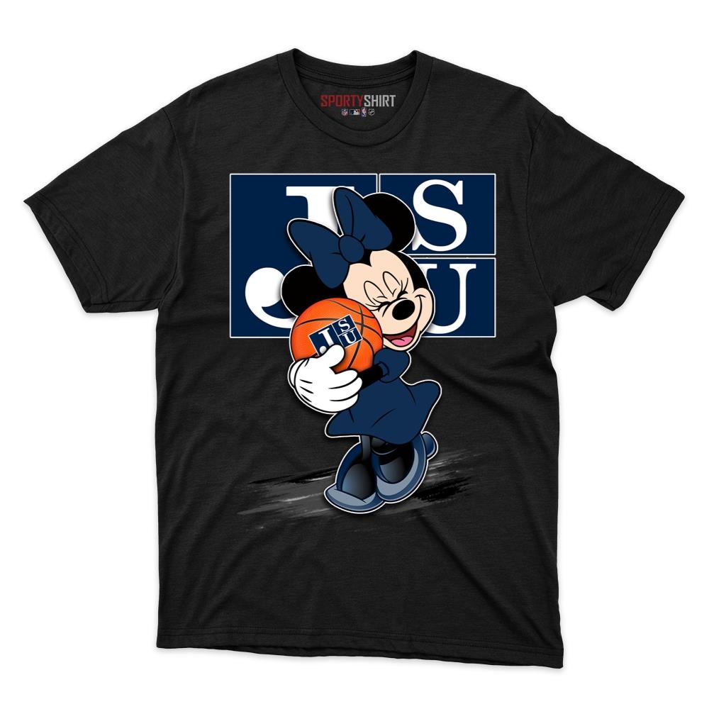 Jackson State Tigers Minnie Mouse Unisex Shirt, Disney Cartoon Crossover Cotton Graphic Tee, Game Day Fan Gift