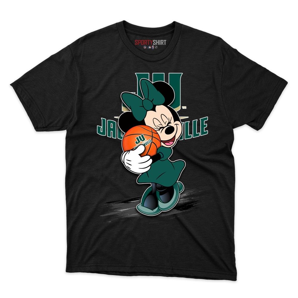 Jacksonville Dolphins Minnie Mouse Unisex Shirt, Disney Cartoon Crossover Cotton Graphic Tee, Game Day Fan Gift
