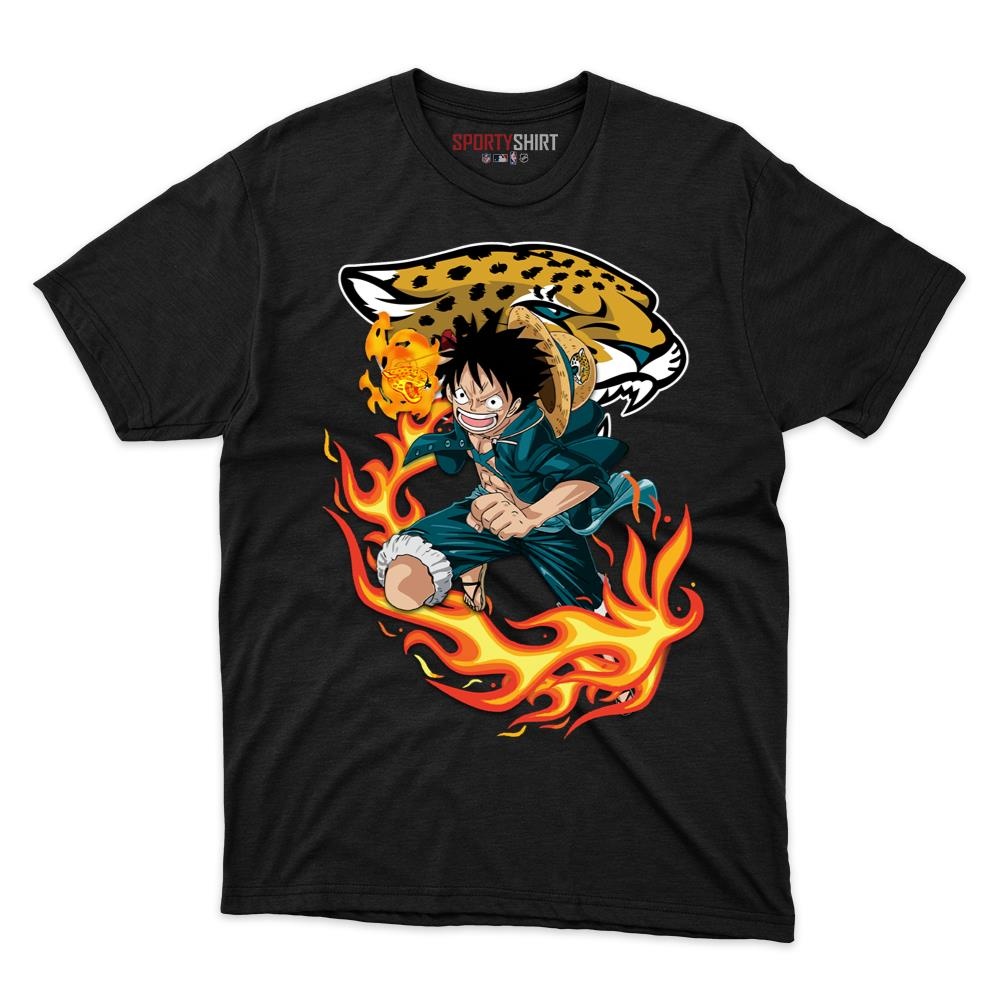 Jacksonville Jaguars Luffy One Piece Straw Hat Unisex Shirt, Anime Pirate Cotton Graphic Tee, Game Day Fan Gift