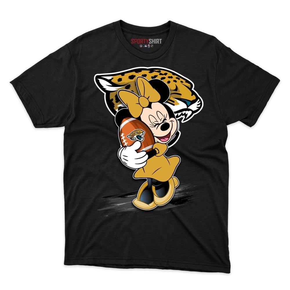 Jacksonville Jaguars Minnie Mouse Unisex Shirt, Disney Cartoon Crossover Cotton Graphic Tee, Game Day Fan Gift