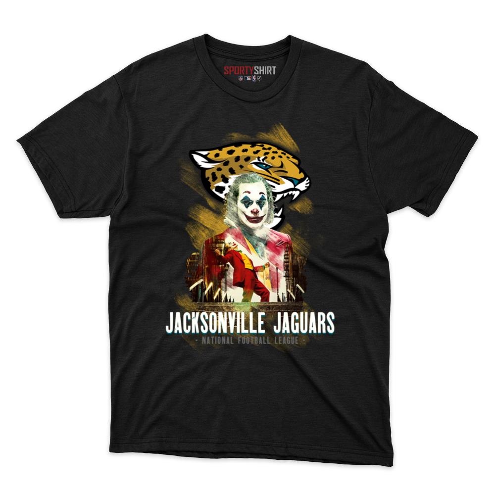Jacksonville Jaguars Put On A Happy Face Joker Unisex Shirt, Funny Villain Cotton Graphic Tee, Game Day Gift