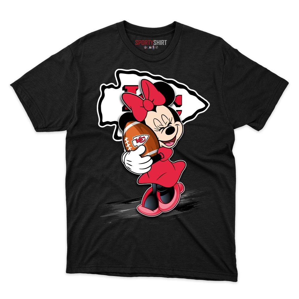 Kansas City Chiefs Minnie Mouse Unisex Shirt, Disney Cartoon Crossover Cotton Graphic Tee, Game Day Fan Gift