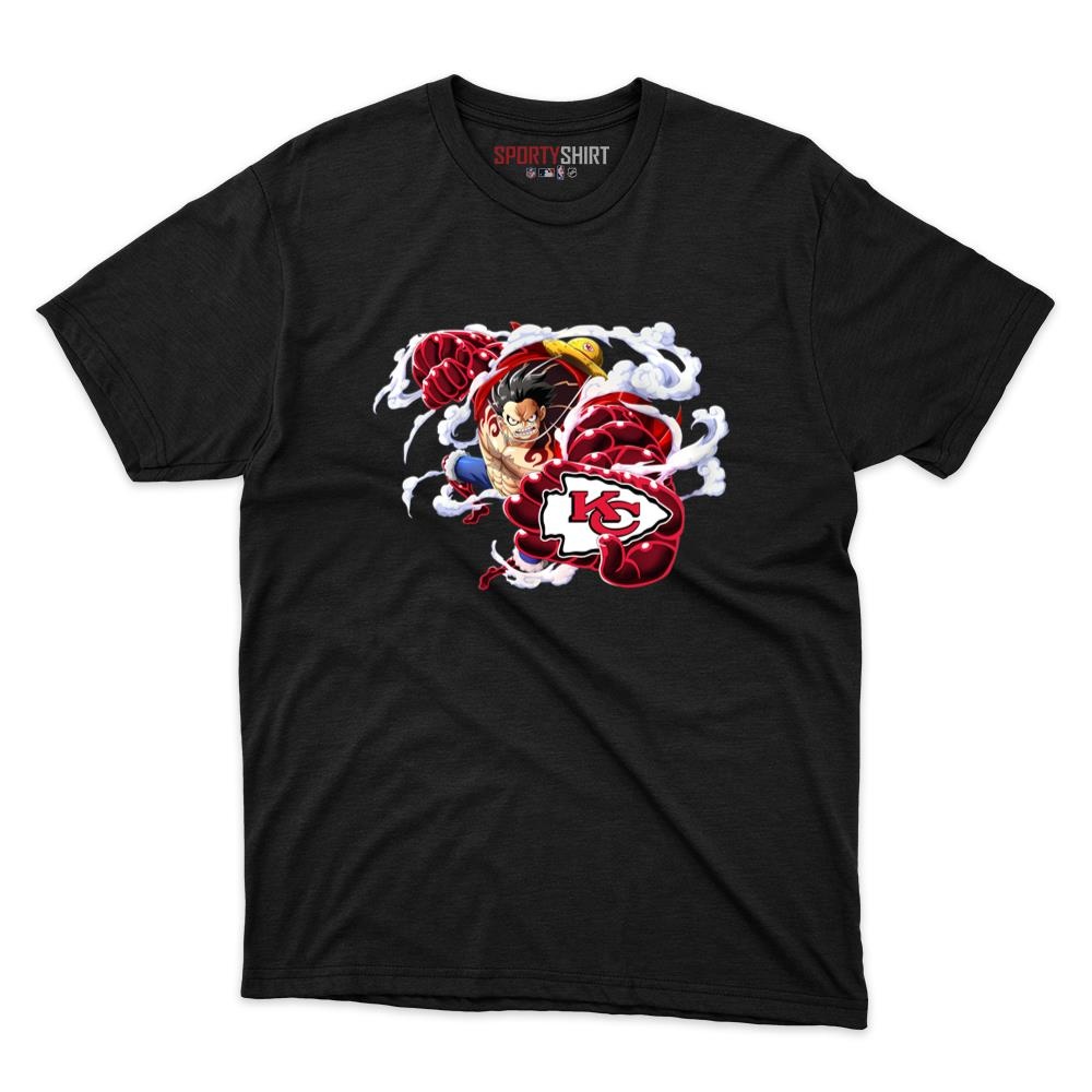 Kansas City Chiefs Monkey D Luffy Gear One Piece Unisex Shirt, Anime Crossover Cotton Graphic Tee, Fan Gift
