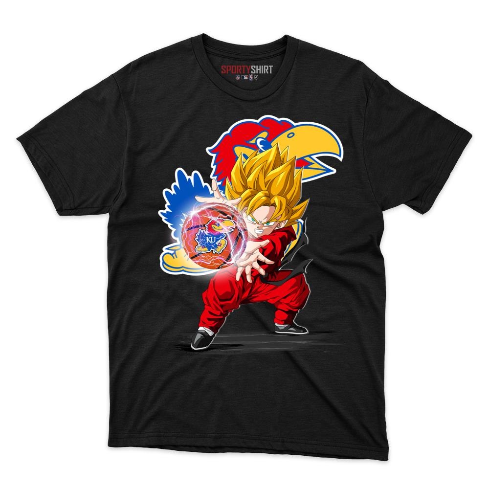 Kansas Jayhawks Goku Dragon Ball Z Unisex Shirt, Anime Crossover Cotton Graphic Tee, Game Day Fan Gift